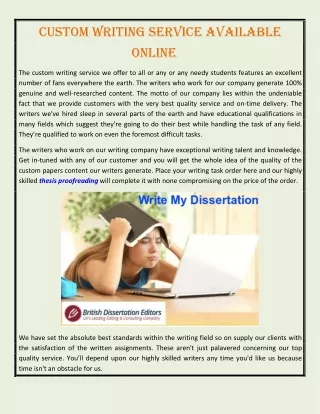 custom writing service available online