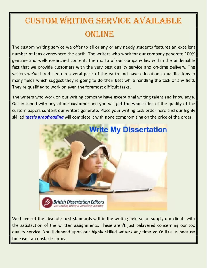 custom writing service available online