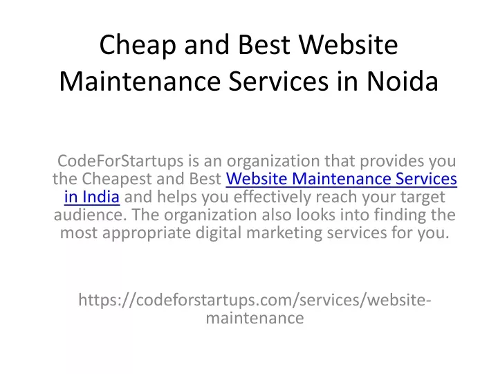 cheap and best website maintenance services in noida