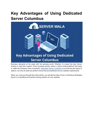 Key Advantages of Using Dedicated Server Columbus