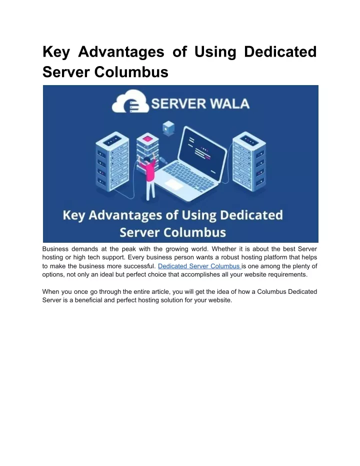 key advantages of using dedicated server columbus