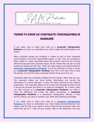 Things To Know As Corporate Videographer In Brisbane