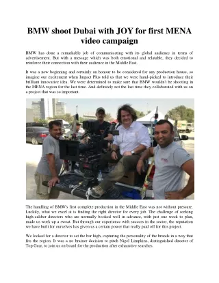 BMW shoot Dubai with JOY for first MENA video campaign