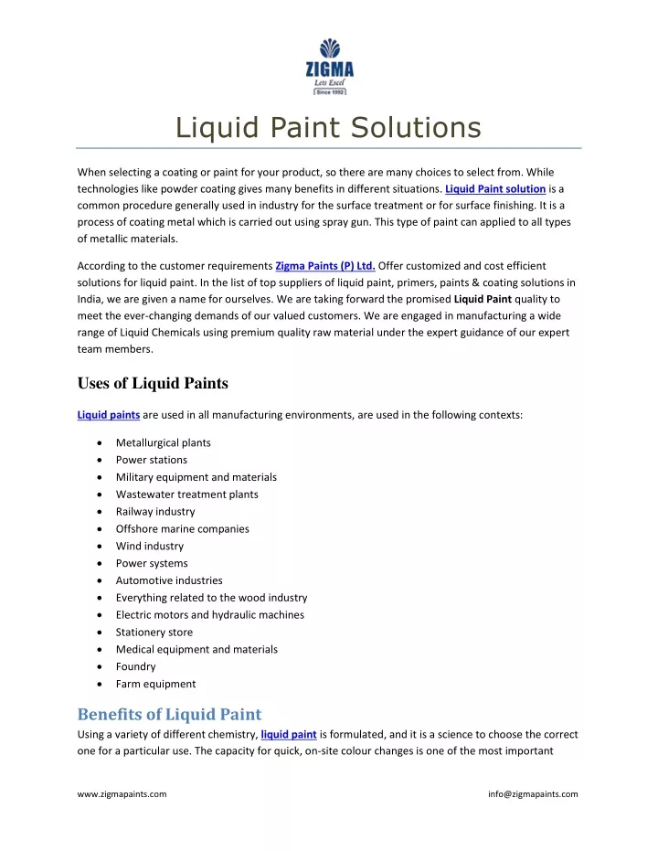 liquid paint solutions