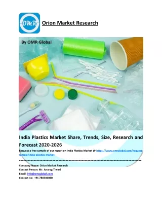 India Plastics Market Size, Share, Future Prospects and Forecast 2020-2026