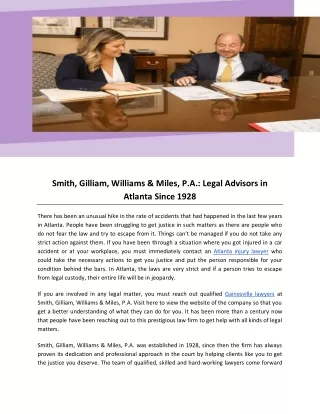 Smith, Gilliam, Williams & Miles, P.A.: Legal Advisors in Atlanta Since 1928
