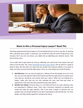 Want to Hire a Personal Injury Lawyer? Read This