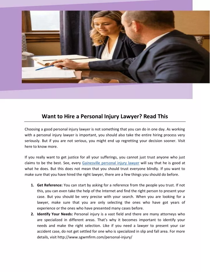 want to hire a personal injury lawyer read this