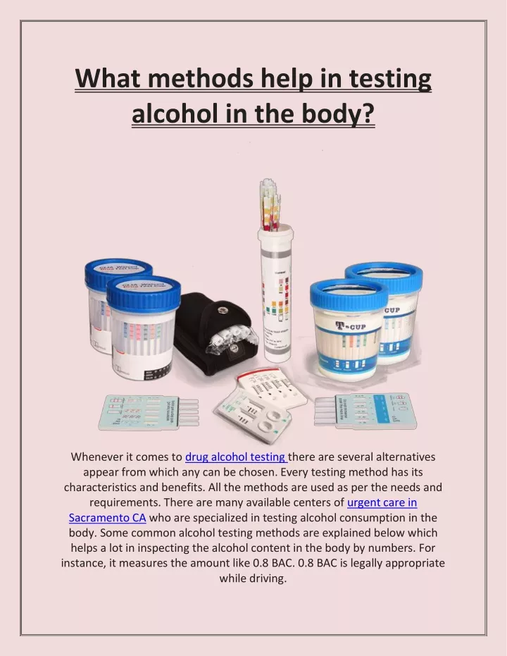 what methods help in testing alcohol in the body