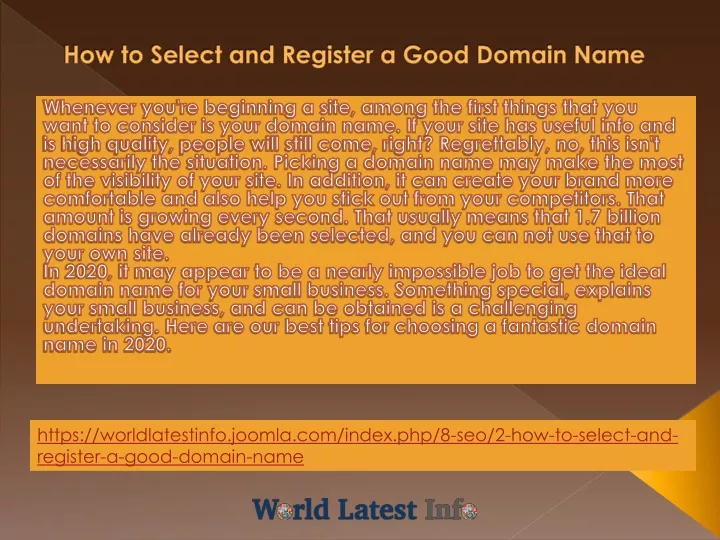 how to select and register a good domain name