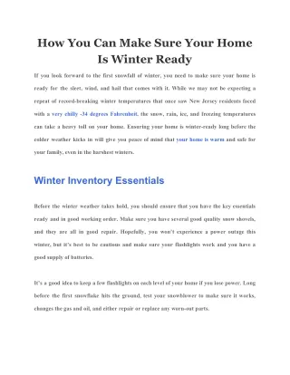 How You Can Make Sure Your Home Is Winter Ready