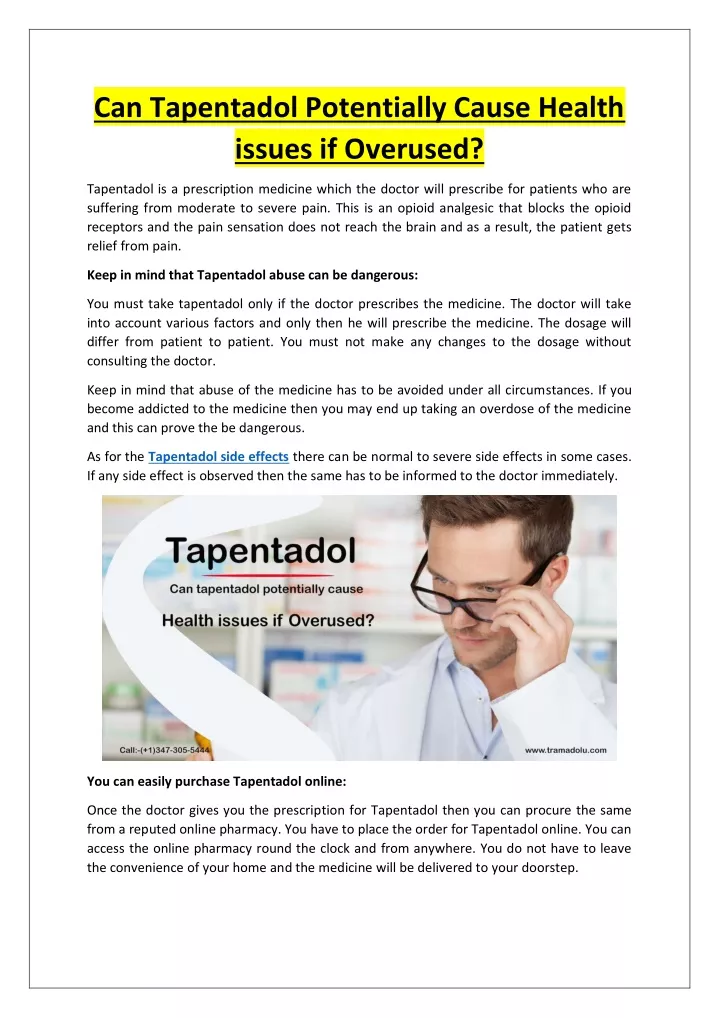 can tapentadol potentially cause health issues