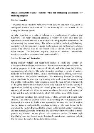 radar simulators market expands with