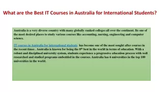 what are the best it courses in australia for international students