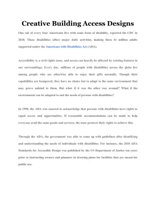 Creative Building Access Designs