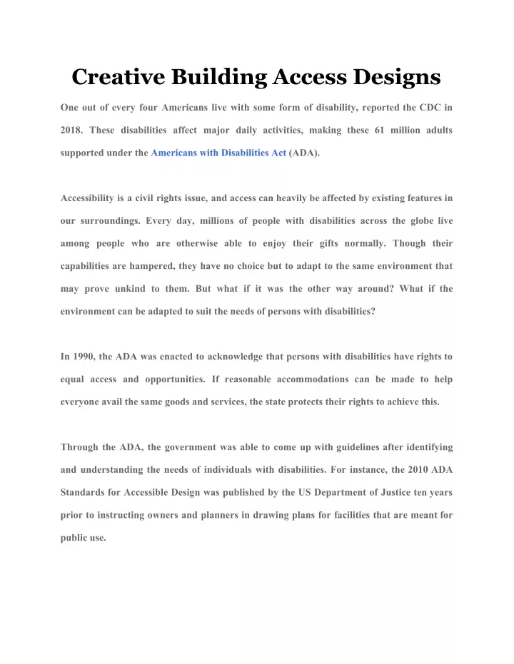 creative building access designs
