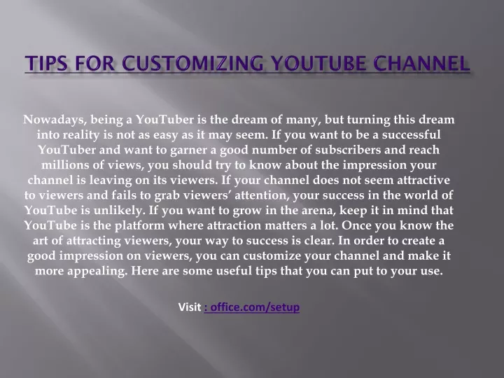 tips for customizing youtube channel