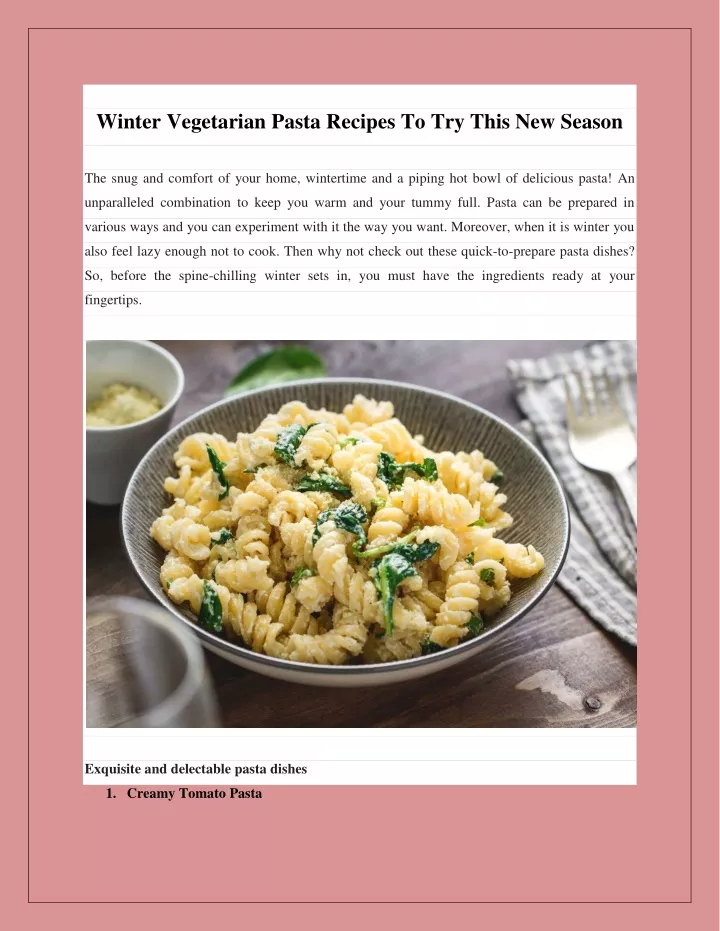 winter vegetarian pasta recipes to try this