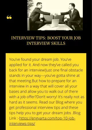 interview tips boost your job interview skills