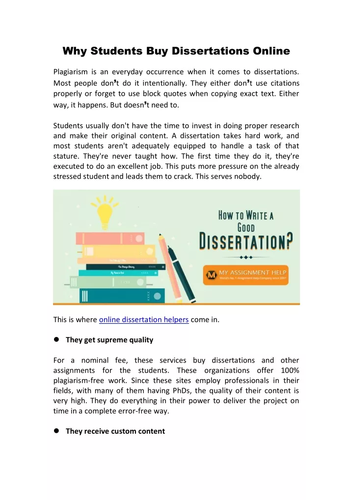 why students buy dissertations online