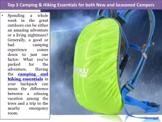 Top 3 Camping & Hiking Essentials for both New and Seasoned Campers