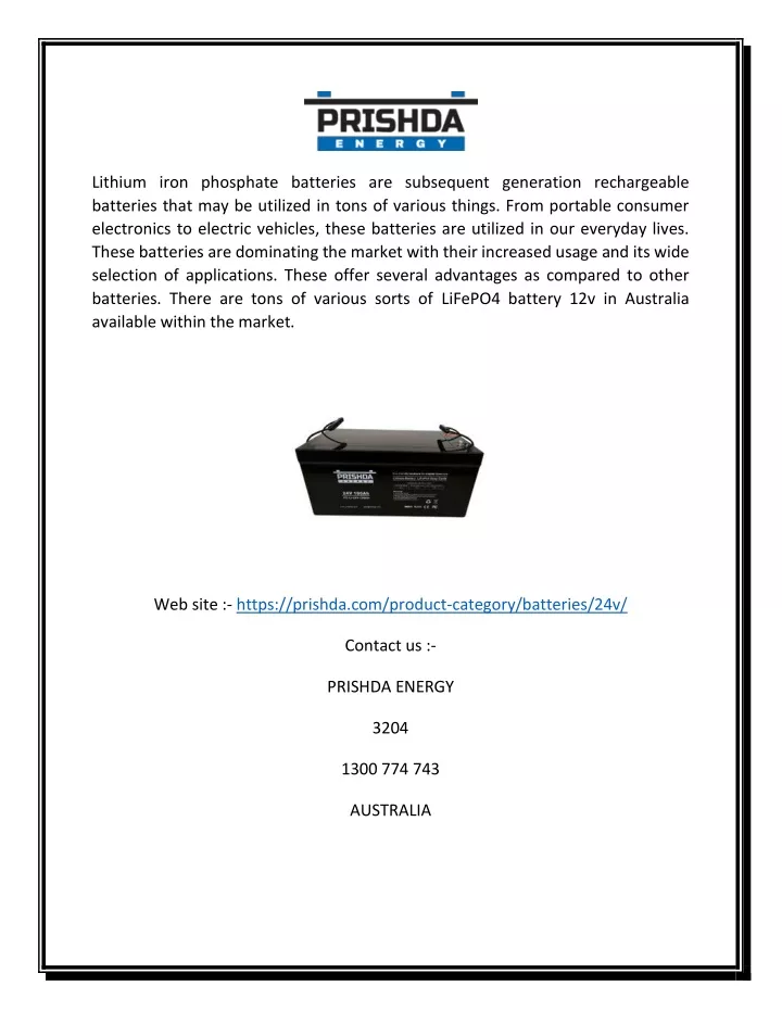 lithium iron phosphate batteries are subsequent