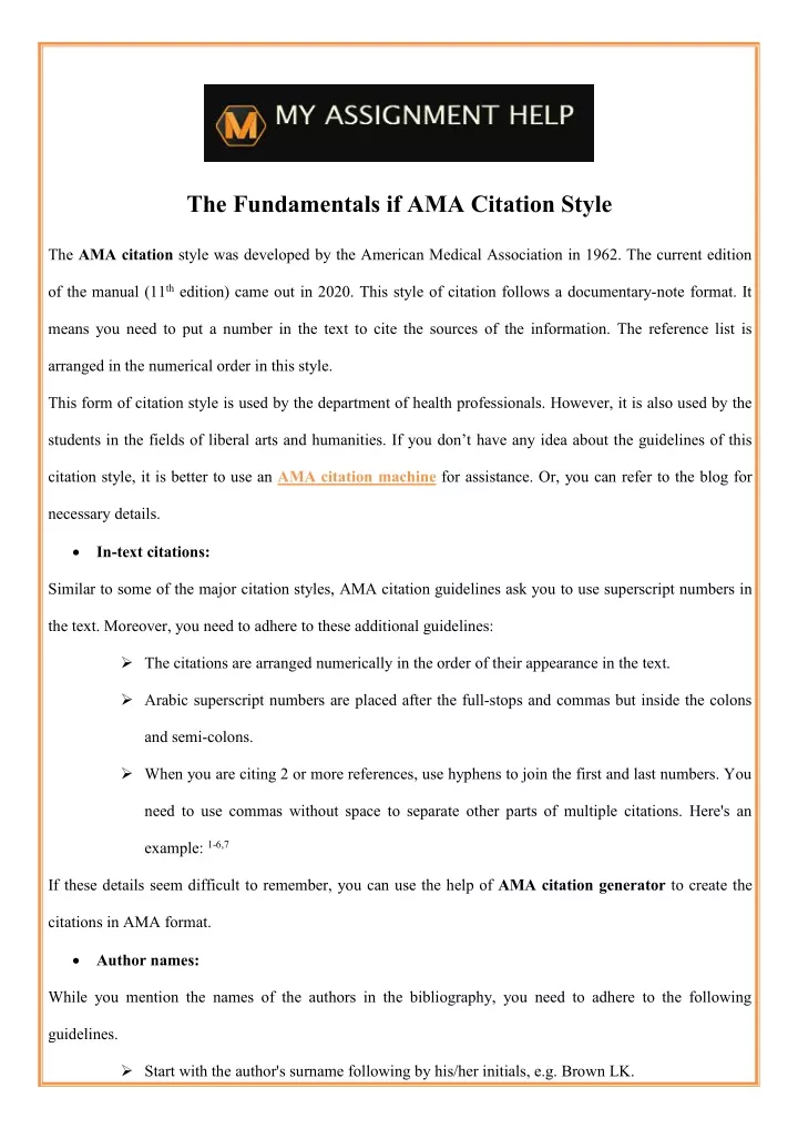 the fundamentals if ama citation style