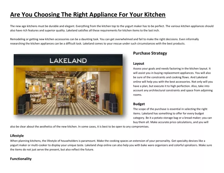are you choosing the right appliance for your