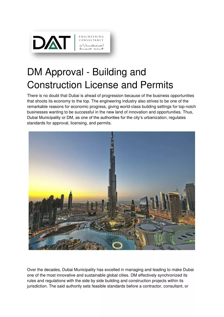 dm approval building and construction license