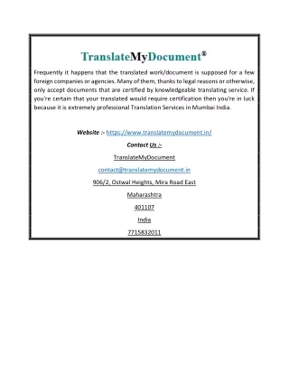 Translation Services in Mumbai | Translatemydocument.in