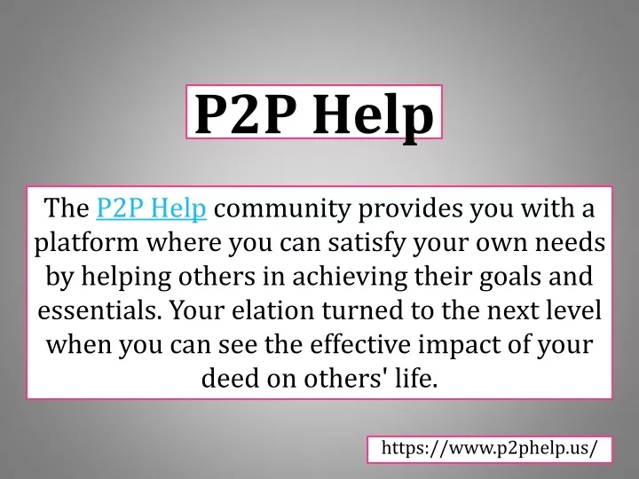 p2p help