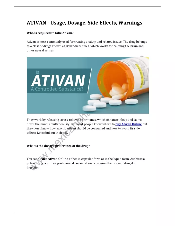ativan usage dosage side effects warnings