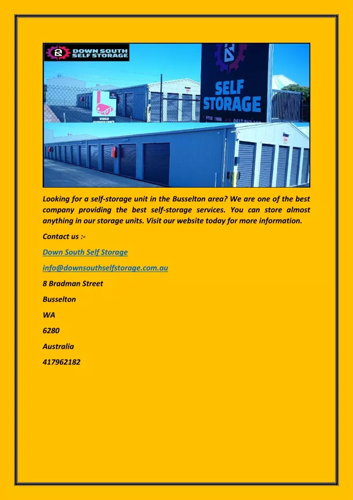 looking for a self storage unit in the busselton