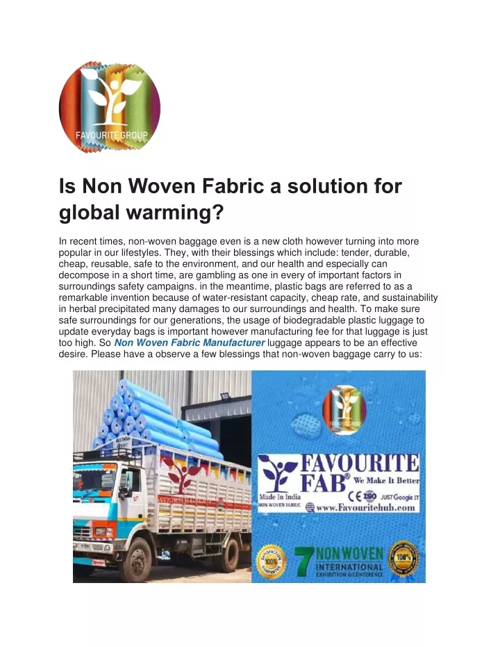 is non woven fabric a solution for global warming