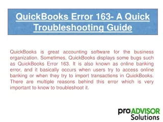 QuickBooks Error 163- A Quick Troubleshooting Guide