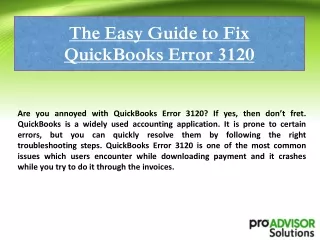 the easy guide to fix quickbooks error 3120