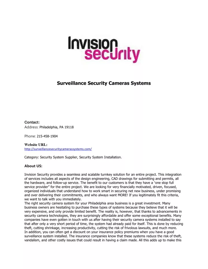surveillance security cameras systems