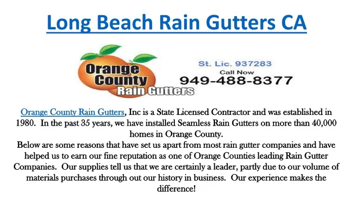 long beach rain gutters ca