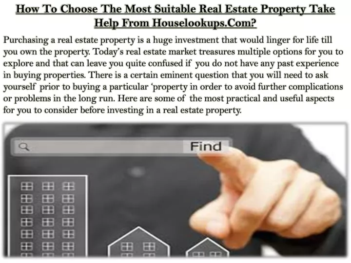 how to choose the most suitable real estate
