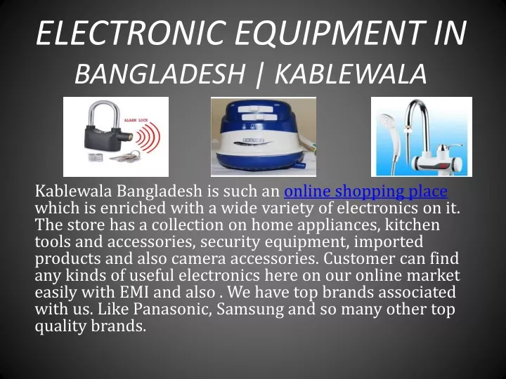 electronic equipment in bangladesh kablewala