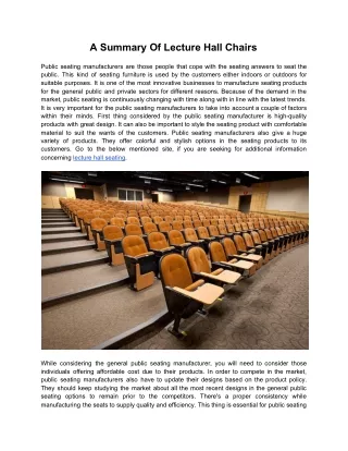 a summary of lecture hall chairs