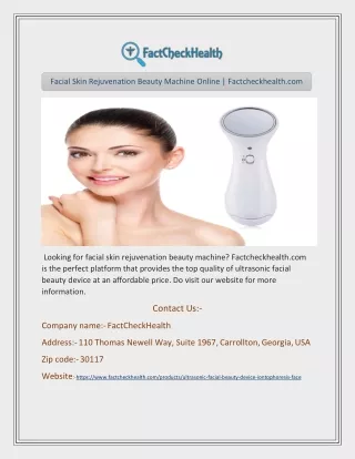 Facial Skin Rejuvenation Beauty Machine Online | Factcheckhealth.com