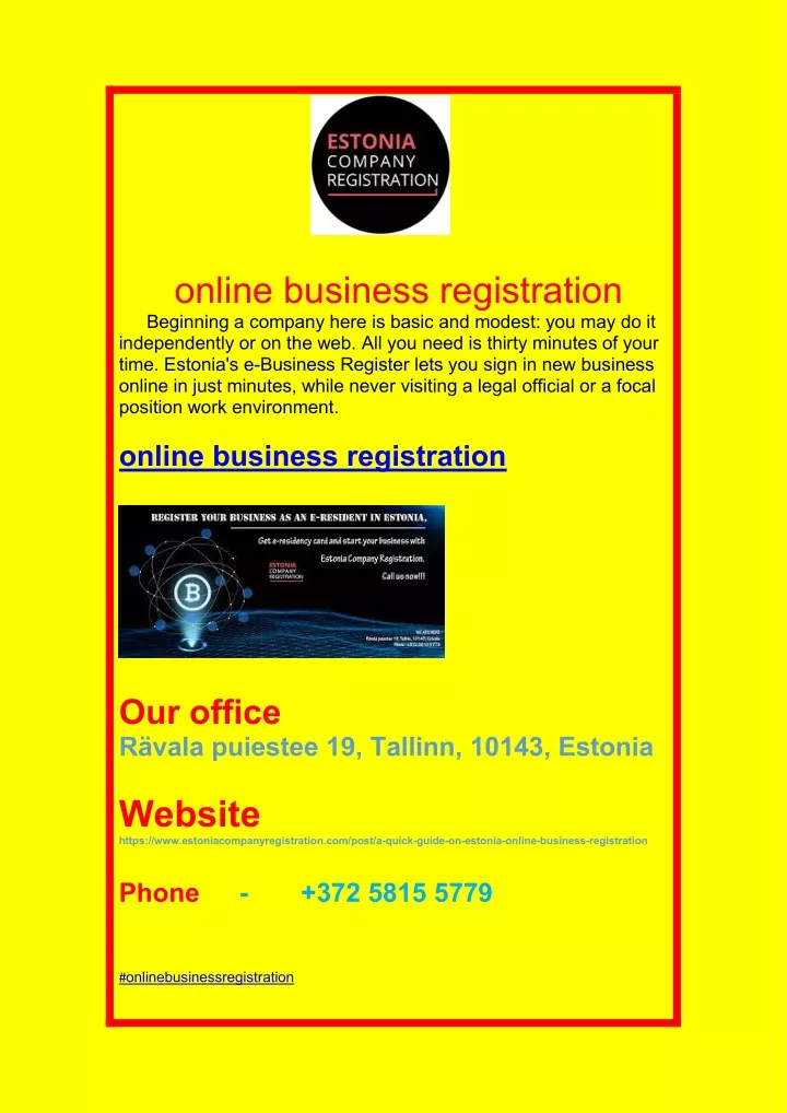online business registration beginning a company