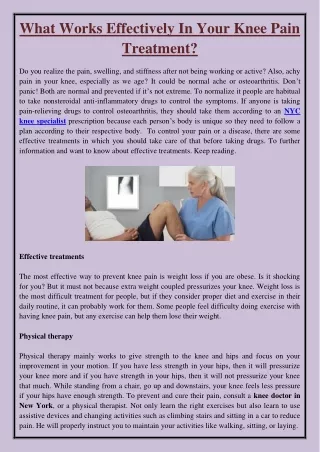 What Works Effectively In Your Knee Pain Treatment?