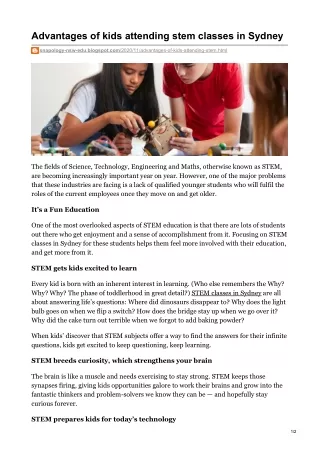 advantages of kids attending stem classes