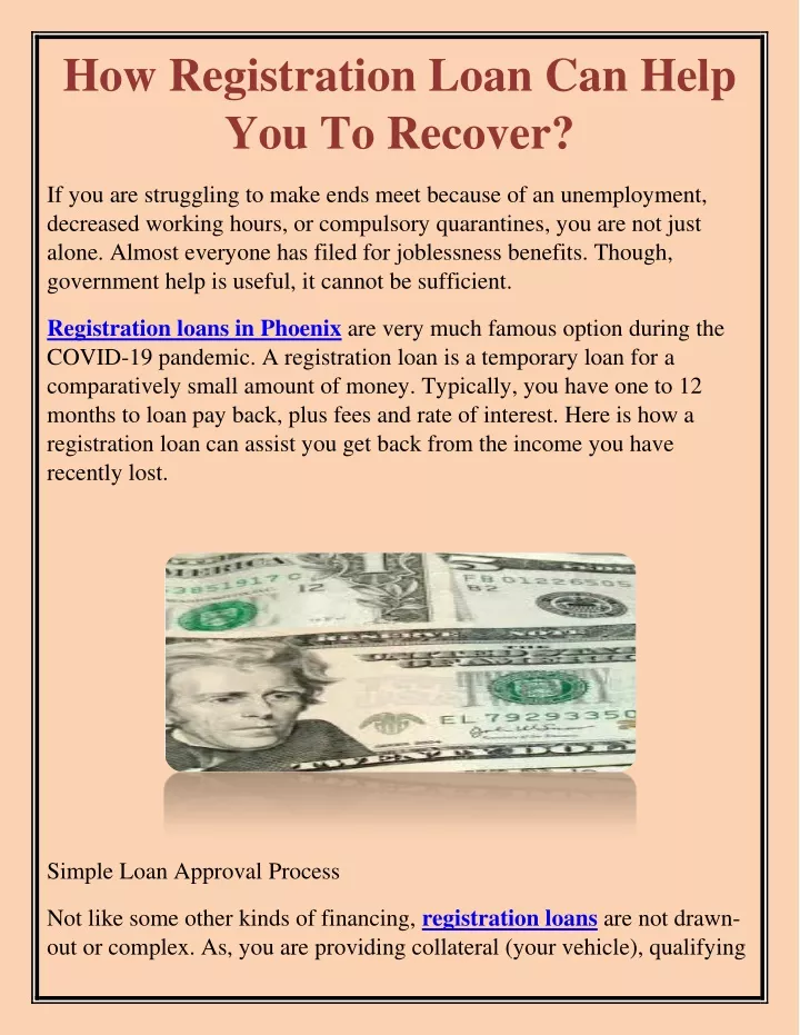 how registration loan can help you to recover