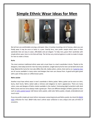 Simple Ethnic Wear Ideas for Men