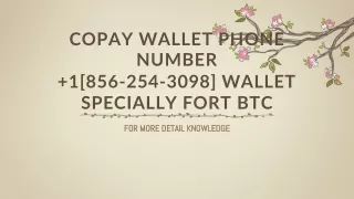 Copay Wallet Phone Number  1[856-254-3098] Wallet specially fort BTC