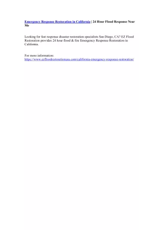 emergency response restoration in california