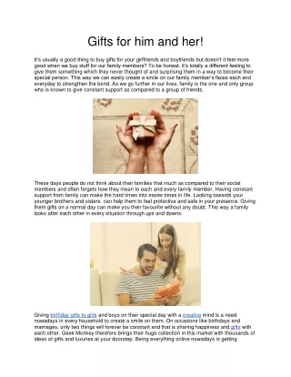 gifts for him and her